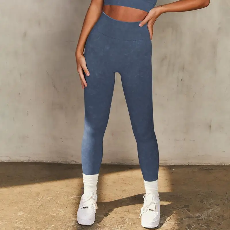 Seamless Yoga Leggings Washed Elastic Tight Fitness Pants Trousers for Women's Sports Running Quick-drying Fitness Pants
