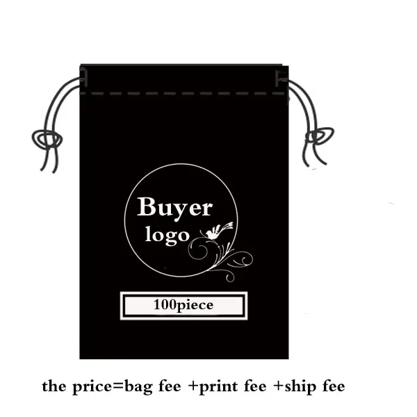100pcs logo bag 100 шелковая подарочная упаковка с пятнами, 9x12 см, 10x15 см(" x 6"), можно напечатать логотип, макияж, ювелирные изделия, сумки на шнурке - Цвет: 100pcs logo bag