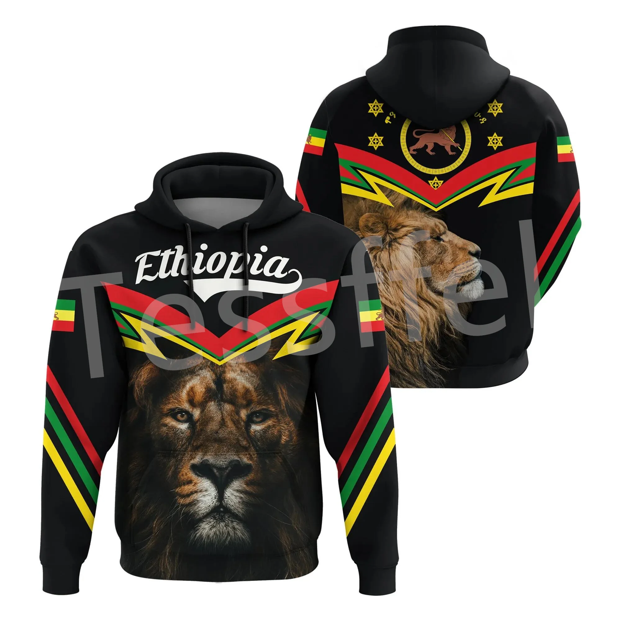 Tessffel Newest Ethiopia County Flag Africa Native Tribe Lion Pullover Tracksuit 3DPrint Mens/Womens Harajuku Casual Hoodies A11