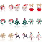 1 пара рождественских украшений, сплав, снежинка, олень, Санта-Клаус, серьги-гвоздики, Рождественское украшение, рождественские подарки для женщин 2020