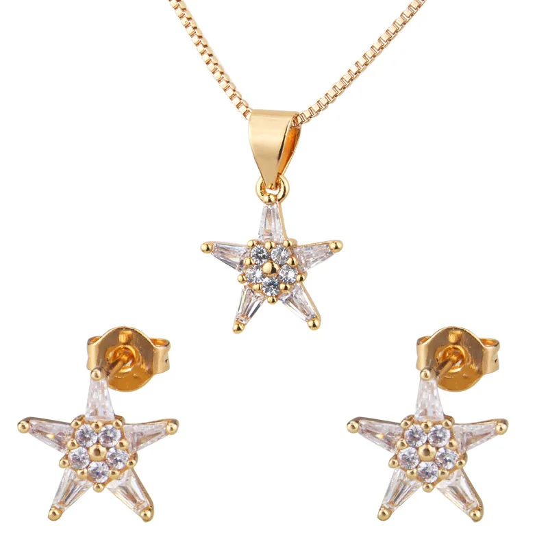 

Funmode Hot Star Shape Crystal Pendant Necklace Jewelry Sets For Women Wedding Bridal Accessories Wholesale FS77