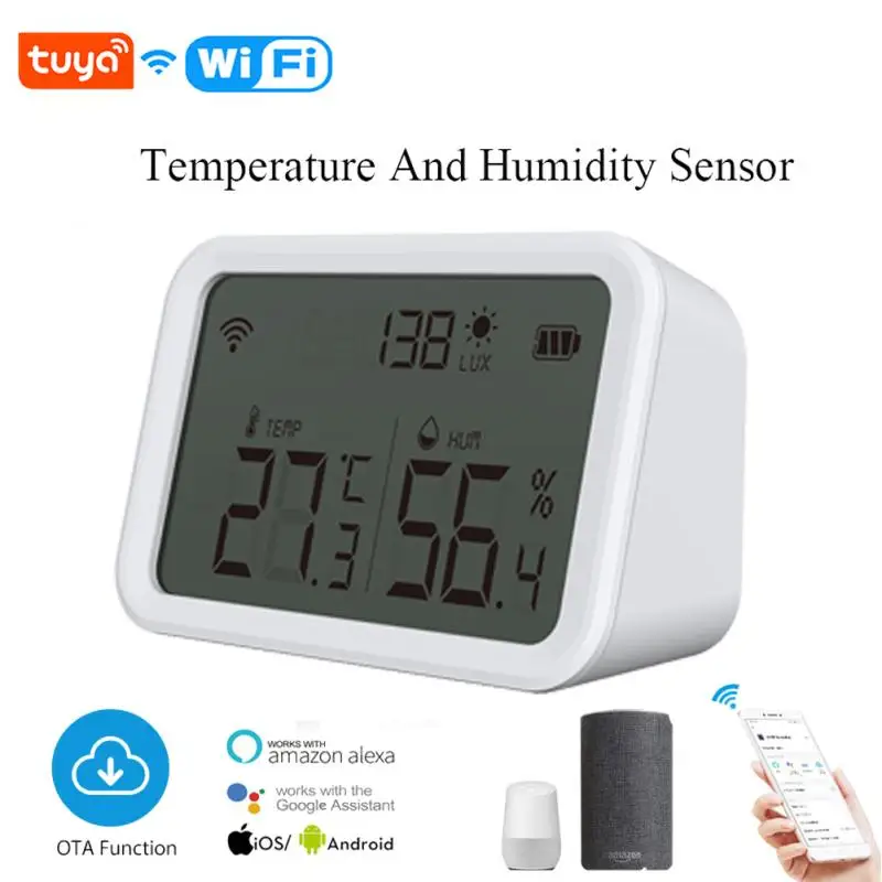 

Датчик температуры и влажности Tuya Smart Life с Wi-Fi, комнатный гигрометр, термометр с ЖК-дисплеем, поддержка Alexa Google Home