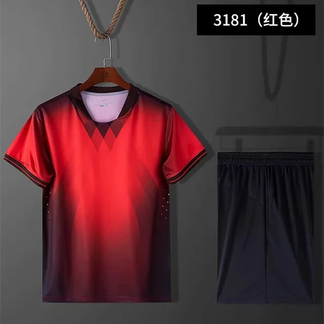 3181 red Мужской, женский, детский футбольный комплект, форма Джерси, спортивный комплект, одежда Survete, мужские футболки для футбола, спортивные костюмы, изготовленные на заказ, с принтом - Цвет: 3181 red