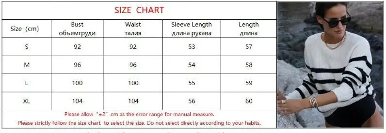 

Mandylandy Autumn Winter Fashion Loose Knitted Sweater Women's O-Neck Long Sleeve Striped Pullover Knitted Sweater