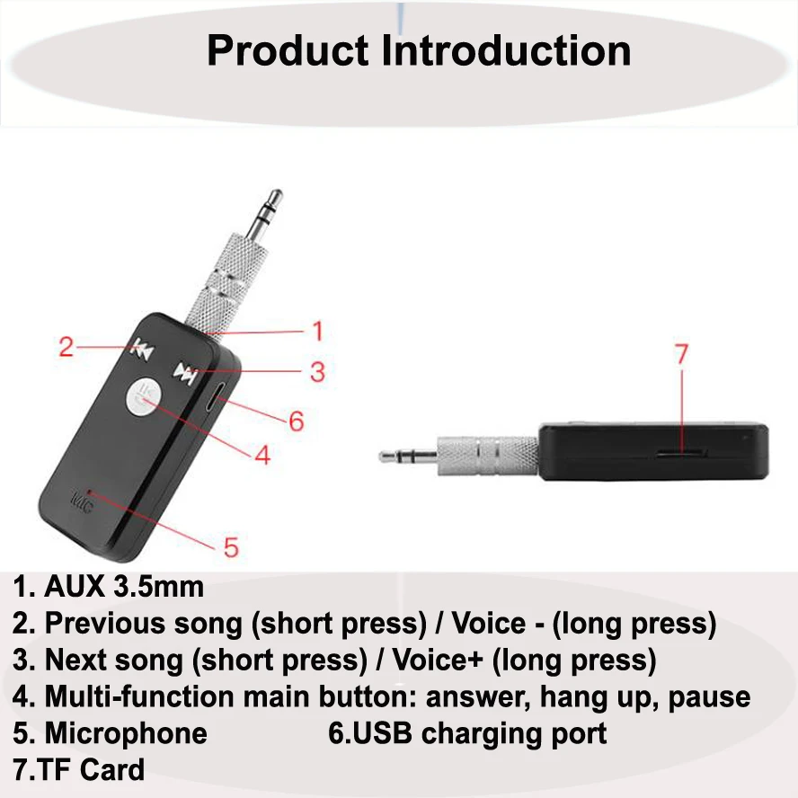 AUX 3 5 мм Музыкальный автомобильный Bluetooth приемник аудио приемное устройство
