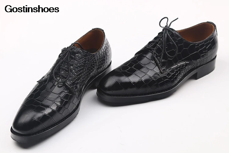 Мужская деловая обувь Модельные туфли из телячьей кожи Ручная работа Узор