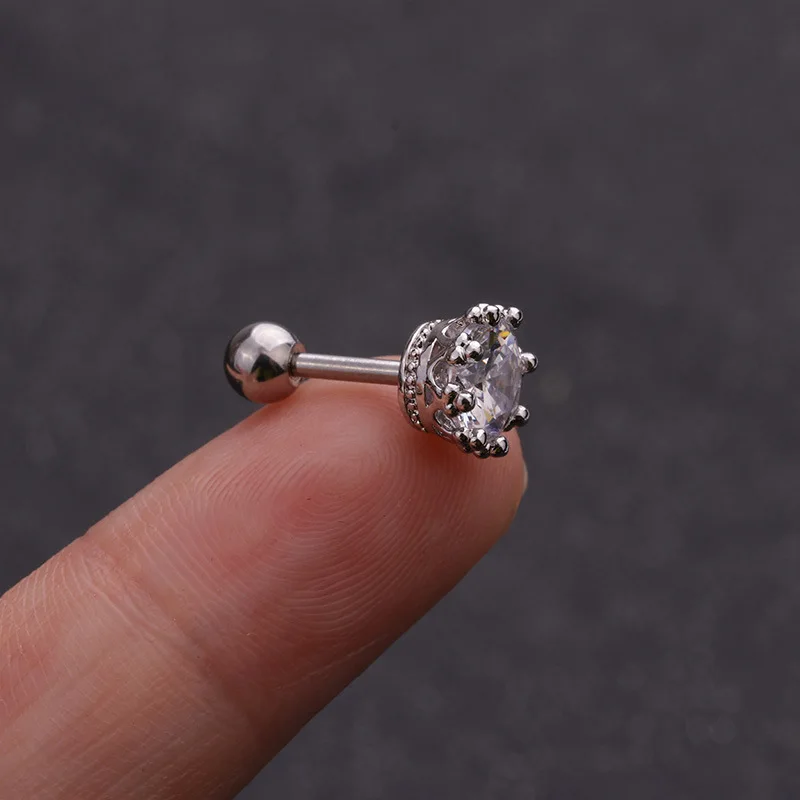 1pcs Body Jewelry Butterfly Round Square Moon Ear Studs Stainless Steel Barbell Zircon Tragus Cartilage Piercing Earring | Украшения и