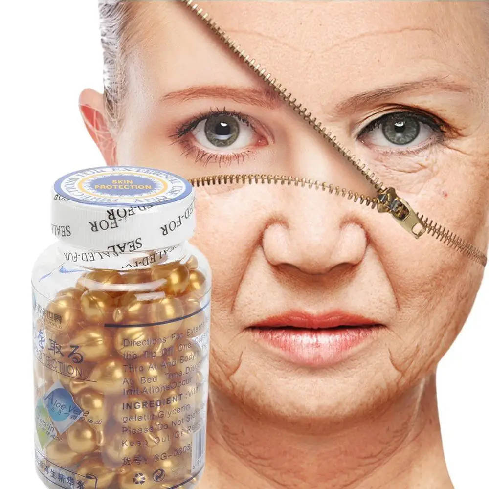 

90Pcs/Bottle Vitamin E Anti Capsules Serum Spot Acne Remover Whitening Cream Ve Freckle Capsule Skin Care