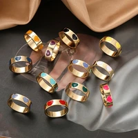 2021 love heart colorful oil necklace color preserving peach heart flower star open end ring woman rings korean fashion gothic