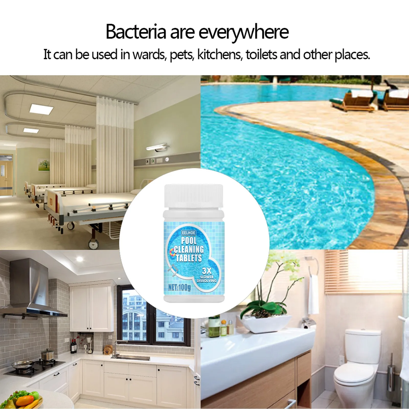 

Hot Sale EELHOE Pool Effervescent Cleaning Tablets Disinfectant Multi-purpose Cleaner Swimming Pool Cleaning