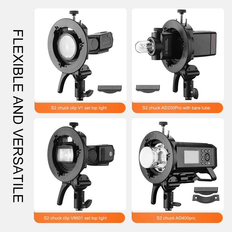 Складной держатель для вспышки s-типа Godox V1 V860II AD200 AD400PRO Speedlite Flash Snoot софтбокс