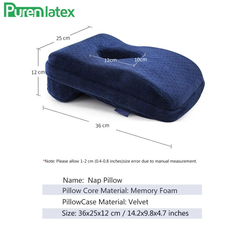 Подушка из пены с эффектом памяти PurenLatex 37*25*12 подушка для офисного стола