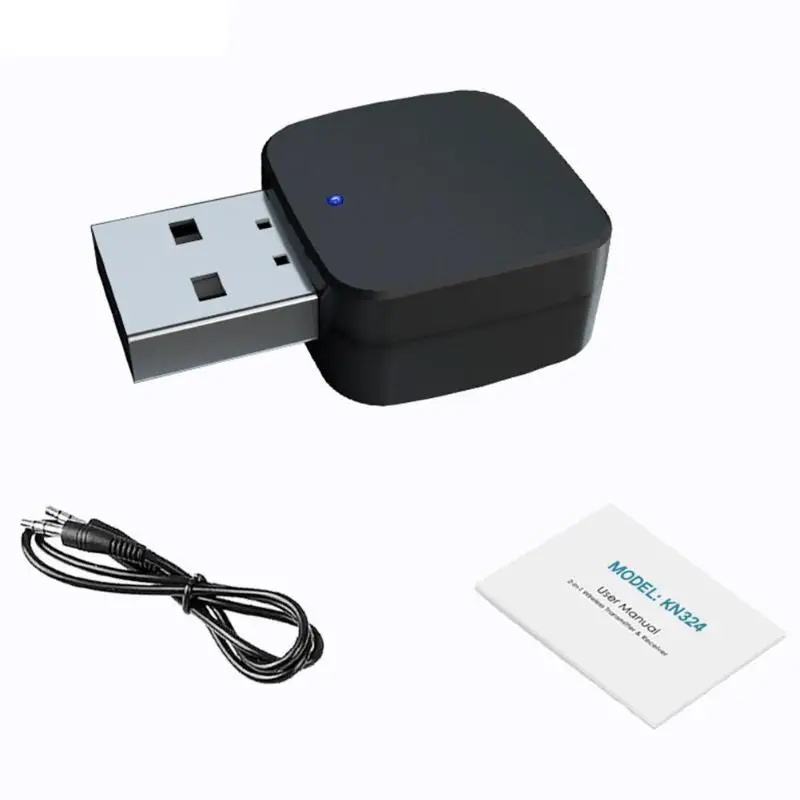 

KN324 BT 5.0 Car Bluetooth Transmitter Receiver with 3.5mm Audio Cable Wireless Audio Adapter for TV CD Player Phone Tablet