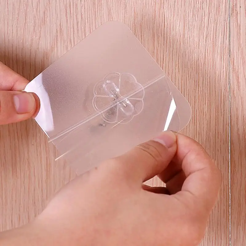 

Adhesive Hook Strong Self Adhesive Transparent Suction Cup Kitchen Bathroom Door Wall Hangers Hooks Punch-Free Universal Hooks