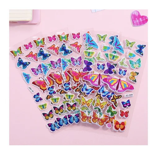 Butterfly CCINEE 5 шт. Пузырьковые стикерные игрушки дети мультфильм Животные фрукты стереонаклейки игрушка украшение комнаты - Цвет: Butterfly