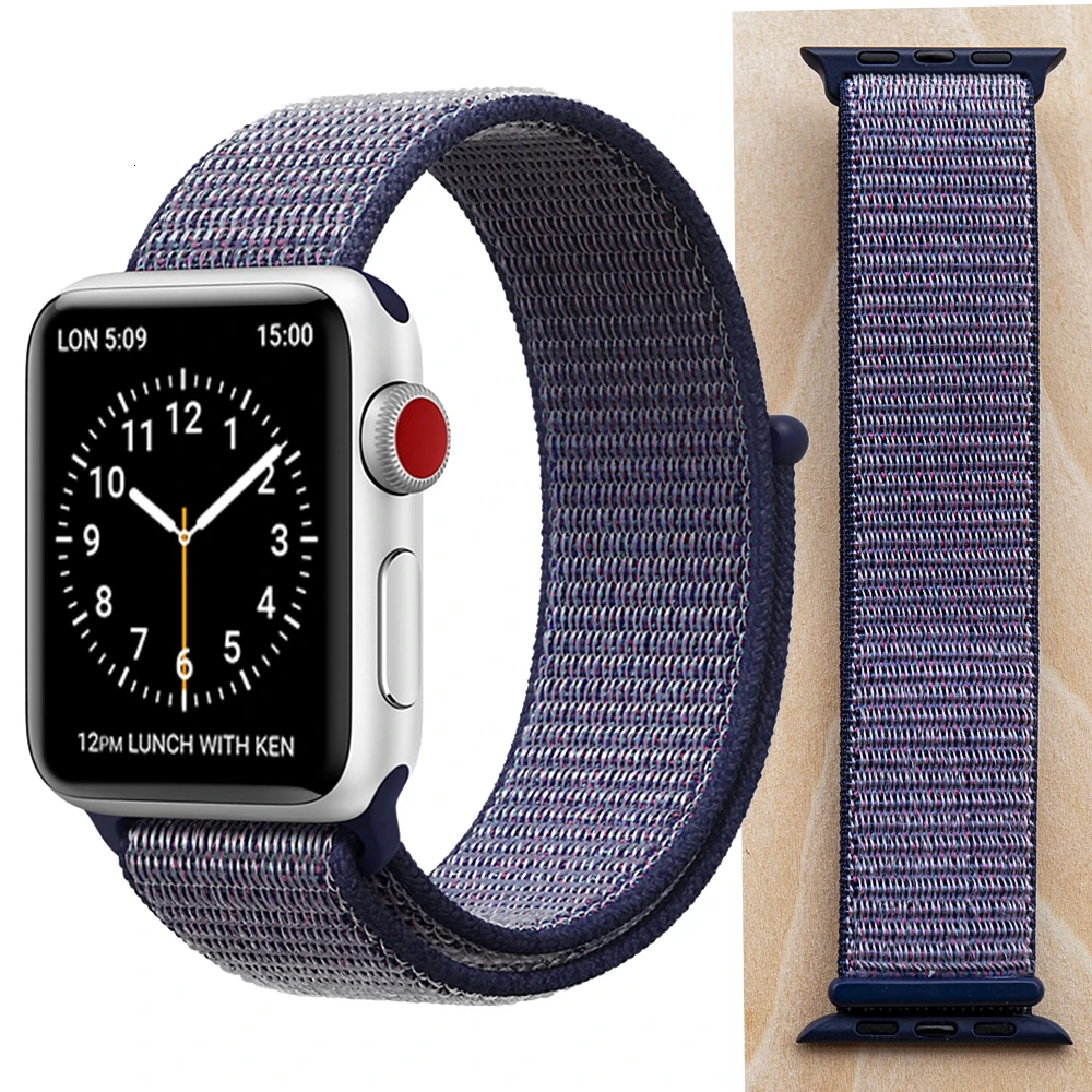 Высококачественный нейлоновый спортивный ремешок для Apple Watch, ремешок 44 мм, серия 5, 4, 3, 2, 1, дышащий тканый ремешок 42 мм, iwatch 40 мм, 38 мм - Цвет ремешка: Midnight Blue