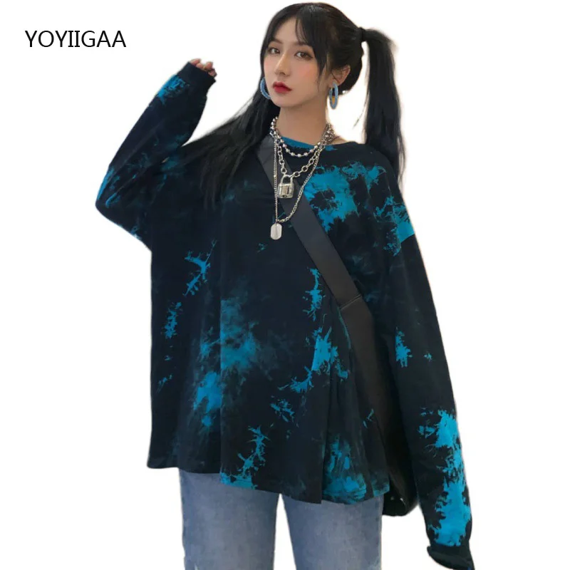 Футболка женская в стиле оверсайз с длинным рукавом Базовая рубашка принтом