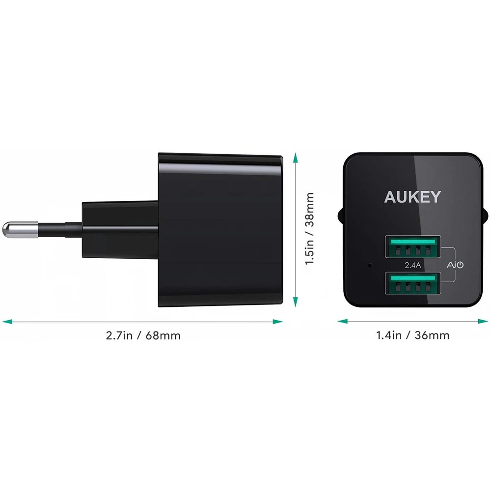 Зарядное устройство Aukey Universal Dual Port AiPower Mini Portable Travel Charger 12W PA-U32 |