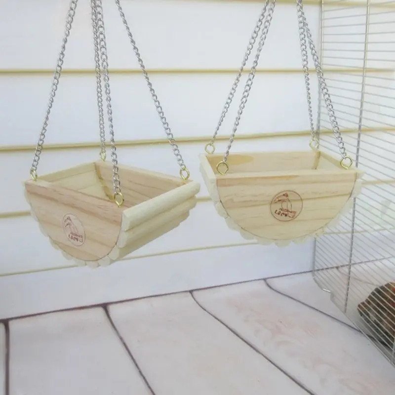 

Natural Wood Swing Rest Bed Basket House Toy for Hamster Gerbil Rat Mouse Cage