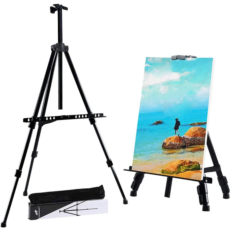 

Portable Adjustable Art Metal Sketch Easel Stand with Cloth Bag Foldable Travel Easel for Artist Painting Display Art Supplies