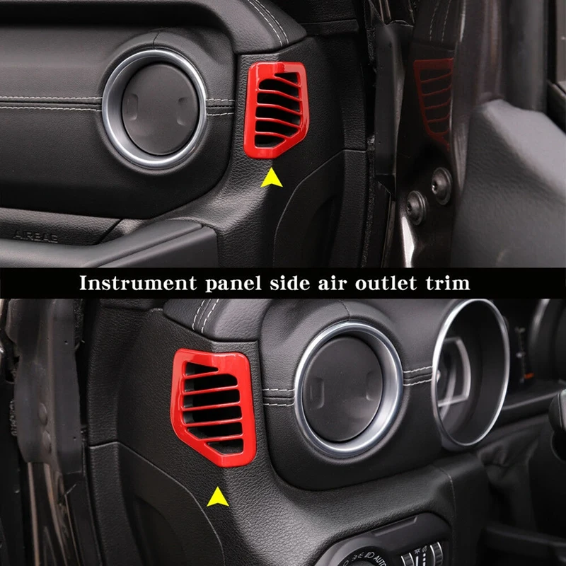 Pair Red Air Outlet Vent Cover Trim Dashboard Side For 2018 Jeep Wrangler JL | Автомобили и мотоциклы