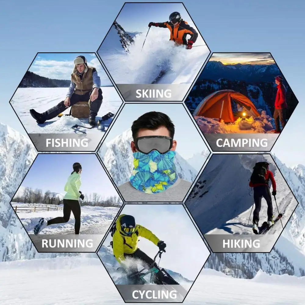 

Blue Ginkgo Microfiber Neck Warmer Bandana Scarf Face Mask Leaf Leaves Ginkgo Nature Foliage