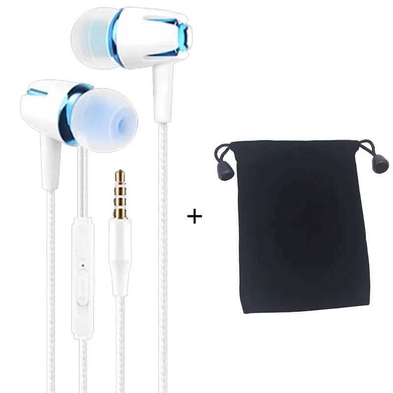 Blue plus bag Светящиеся наушники, проводная светящаяся гарнитура с микрофоном, регулятор громкости, 3,5 мм разъем, бас-вкладыши для huawei, Xiaomi, IPhone, телефона, ПК, Mp3, Mp4 - Цвет: Blue plus bag