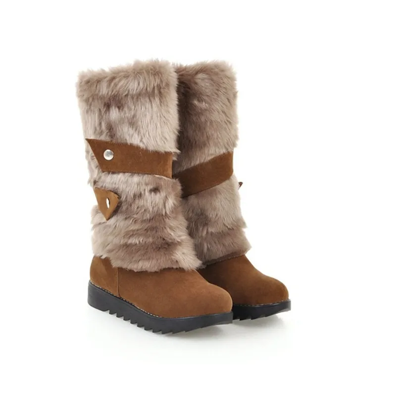 EPHER/женские зимние ботинки на искусственном меху теплые плюшевые до середины