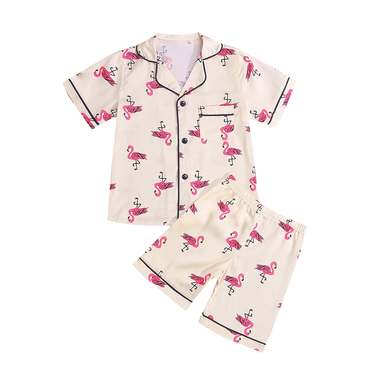 

Детские комплекты, одежда, Осенний пижамный комплект для малышей, с коротким рукавом + шорты, с мультяшным принтом, с эластичным поясом, одеж...