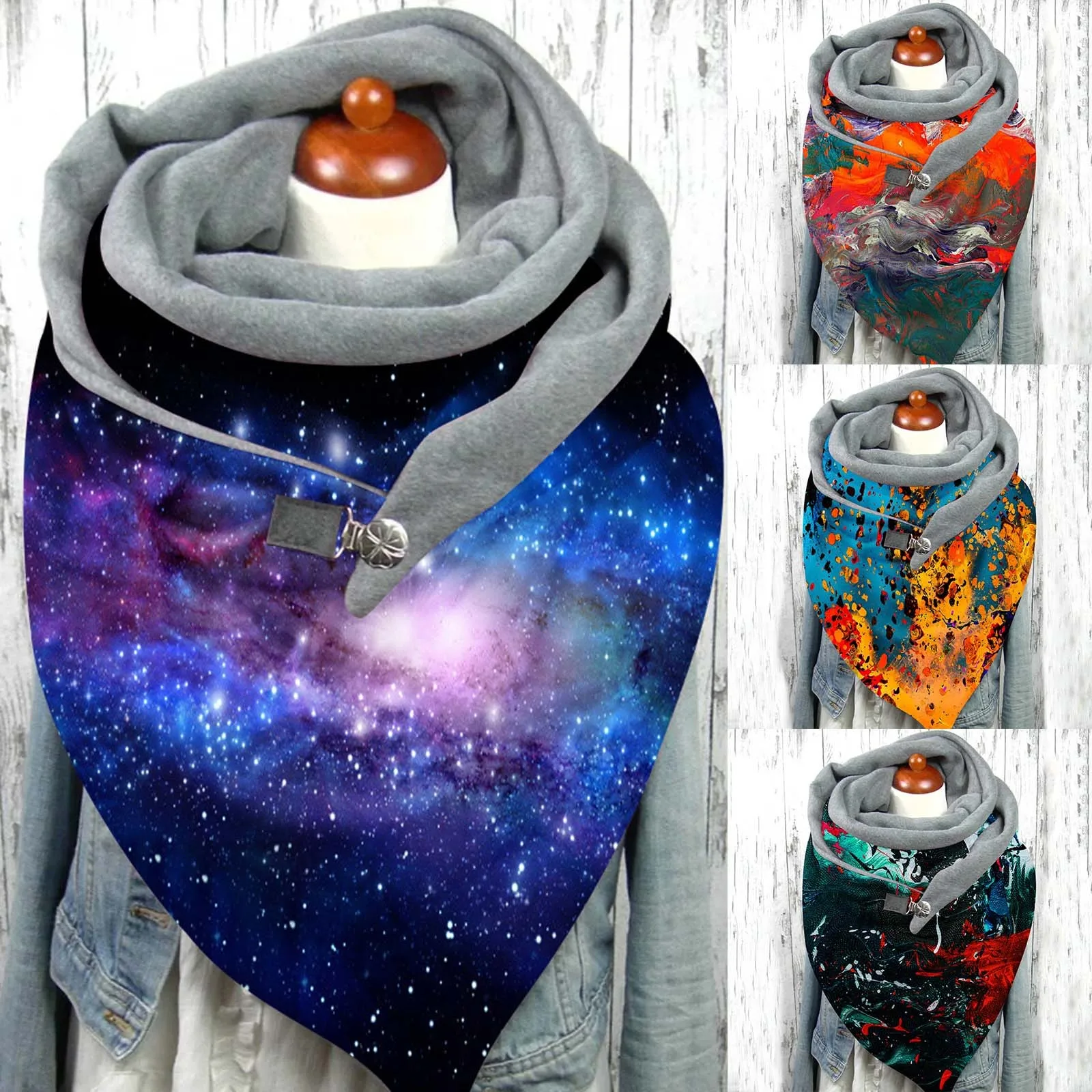 

Шарф женский, хиджаб, дизайнерская одежда, бандана, модная зимняя женская мягкая накидка на пуговицах с принтом, повседневные теплые шарфы, ...