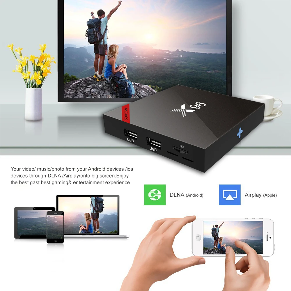 X96W Смарт ТВ коробка Android 7 1 Декодер каналов кабельного телевидения Коробки Amlogic