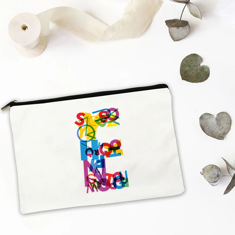 

A-Z Letter Printing Cosmetic Bag for Makeup Make Up Mini Kawaii Traveling Women's Travel Storage Organizer Handbags Pouch Woman