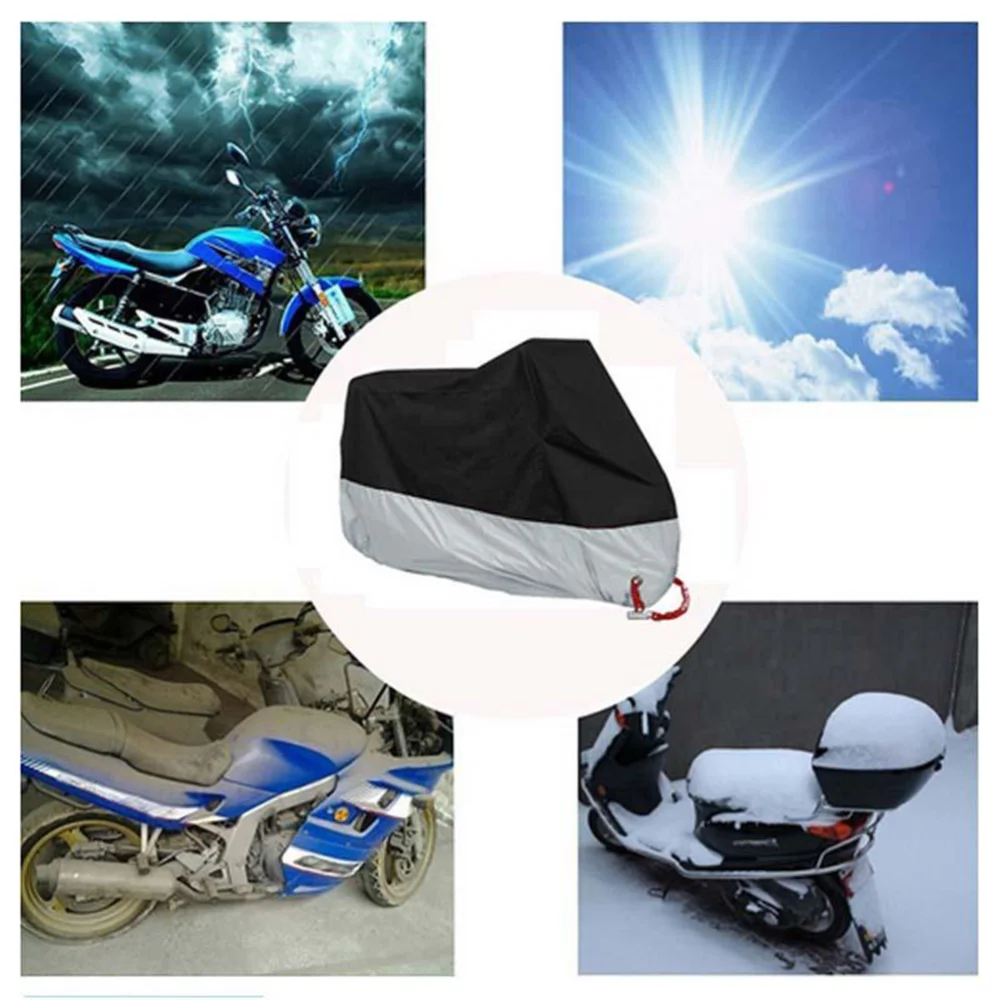 

Black Motorcycle Motorbike Waterproof Water Resistent Rain UV Protective Breathable Cover Outdoor Indoor With Storage Bag Size-X