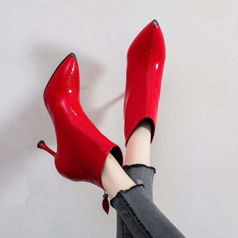 

Women's Boots 2021 New Spring and Autumn Short Boots British Style Pointed Stiletto Martin Boots Comfortable Ankle Boots