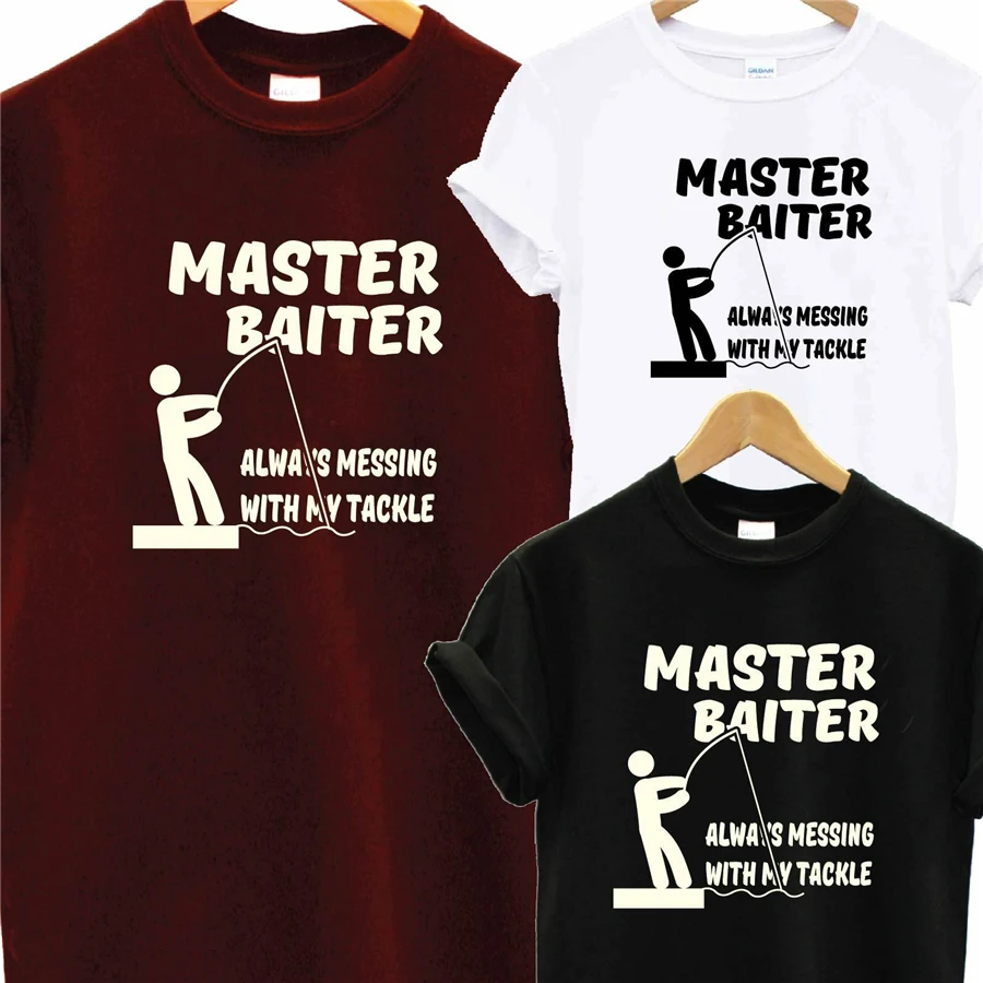 Master Baiter Забавные топы для рыбалки футболка шутка Рыбак мужская комедия снасти