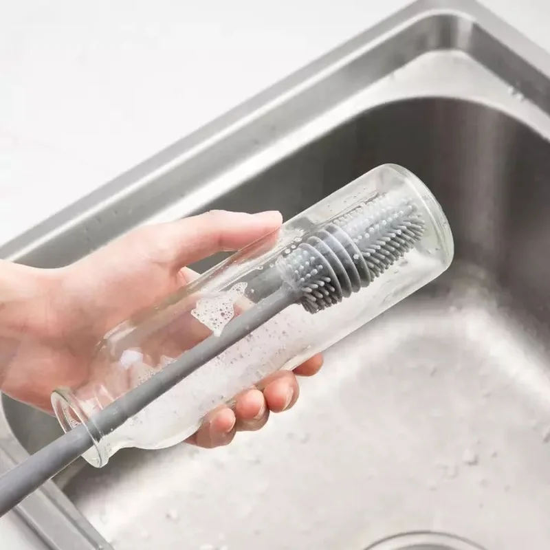 

Multifunctional TPR Cleaning Brush Long Handle Cup Brush Household Kitchen Dishwashing Sponge Children's Brush Milk Bottle Brush