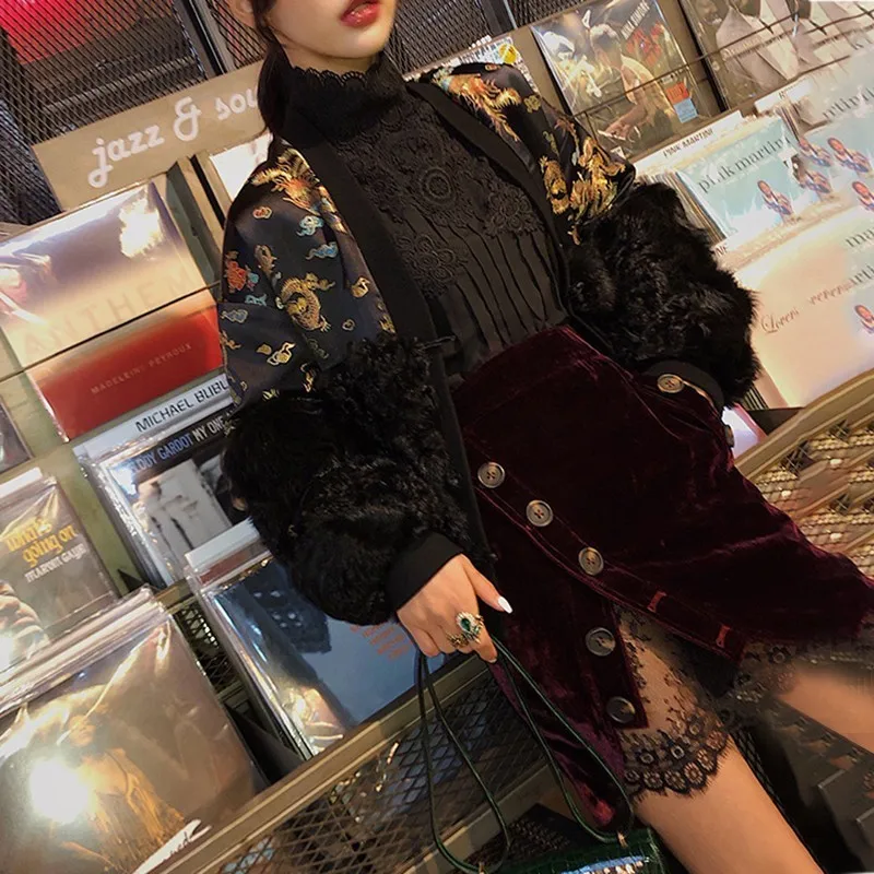 Женская кружевная рубашка CHICEVER повседневная однотонная приталенная размера