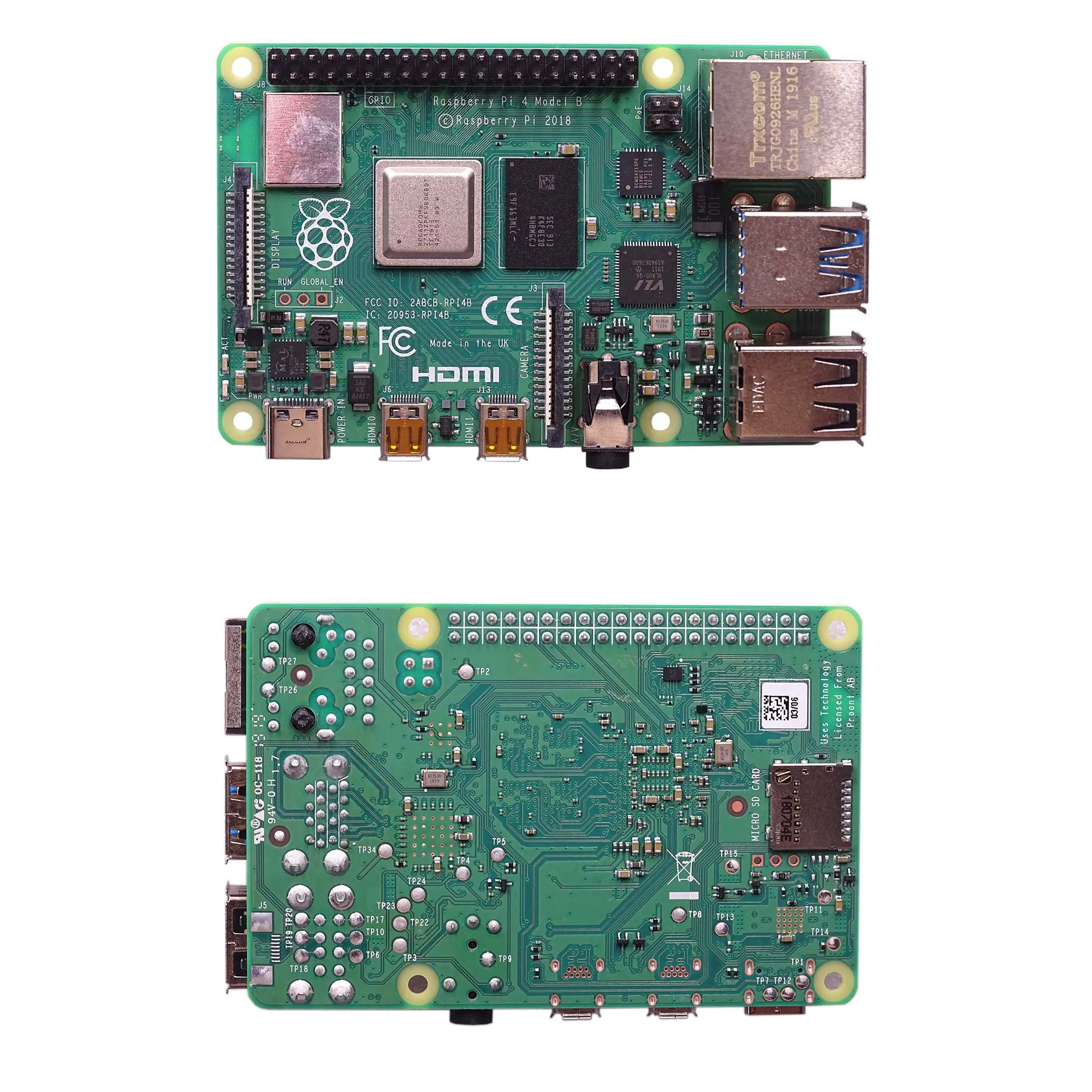 Официальная оригинальная макетная плата Raspberry Pi 4 Model B ОЗУ 1 ГБ/2 ГБ/4 Гб ядра ЦП 2019