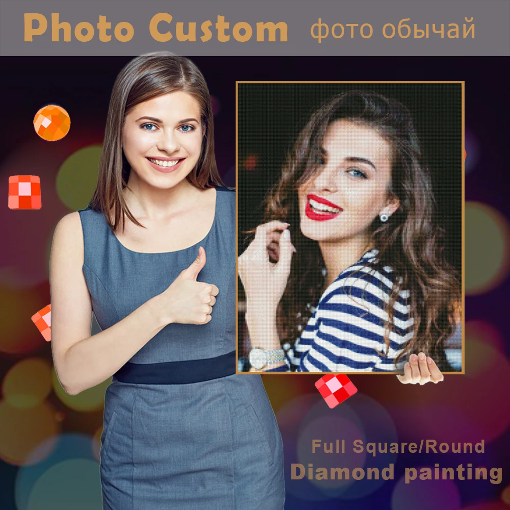 

QIZITENG Photo Custom 5D DIY Full Square/Round Diamond Painting Mosaic Embroidery Cross Stitch Set Christmas Birthday Gift