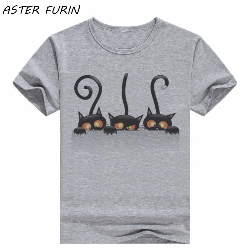 

Women T Shirts Summer Short Sleeve Cute Cat Printed Ladies Tee Tops