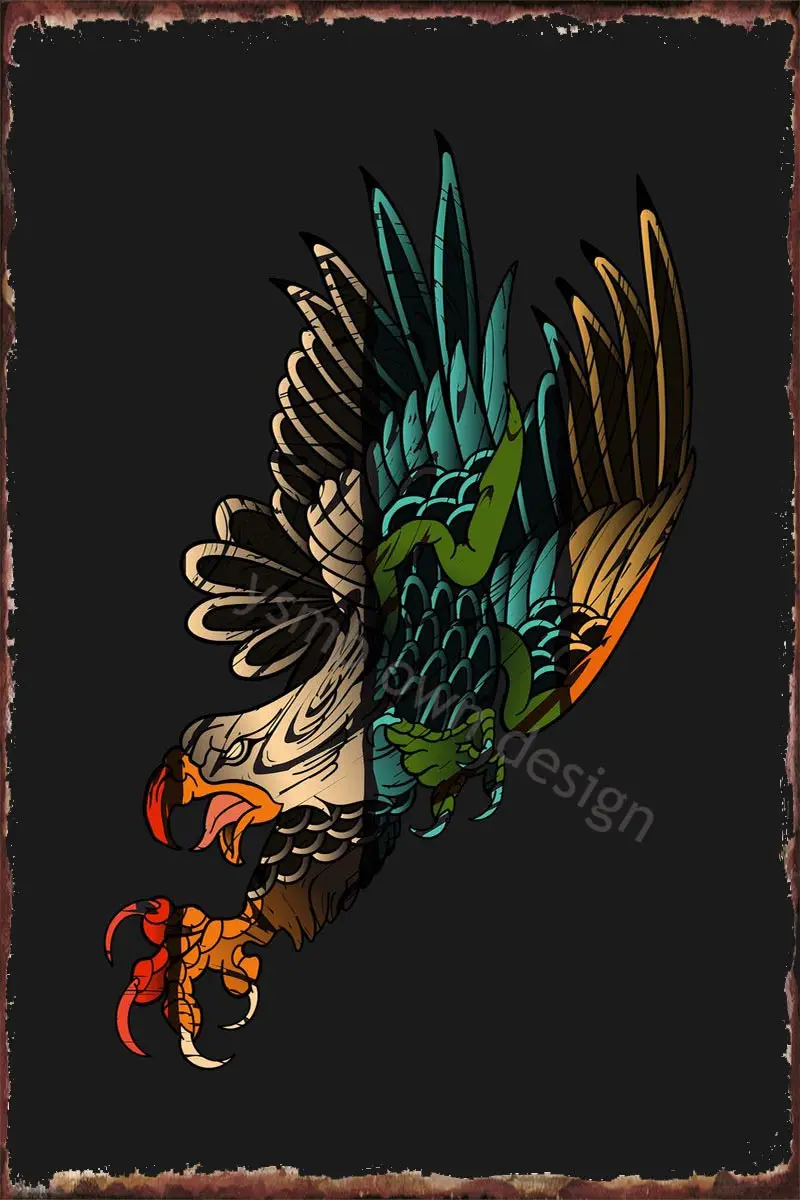 

Жестяные таблички с орлом, птицей, животными, декор для стен, декор комнаты, Ретро винтажный металлический знак, жестяной знак для искусства,...