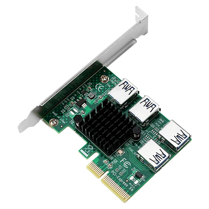 

PCI-E to 4-Port USB3.0 Expansion Card PCI-E 1 to 4 Adapter Supports 30 Series Graphics Cards for Slots PCI-E X4 X8 X16