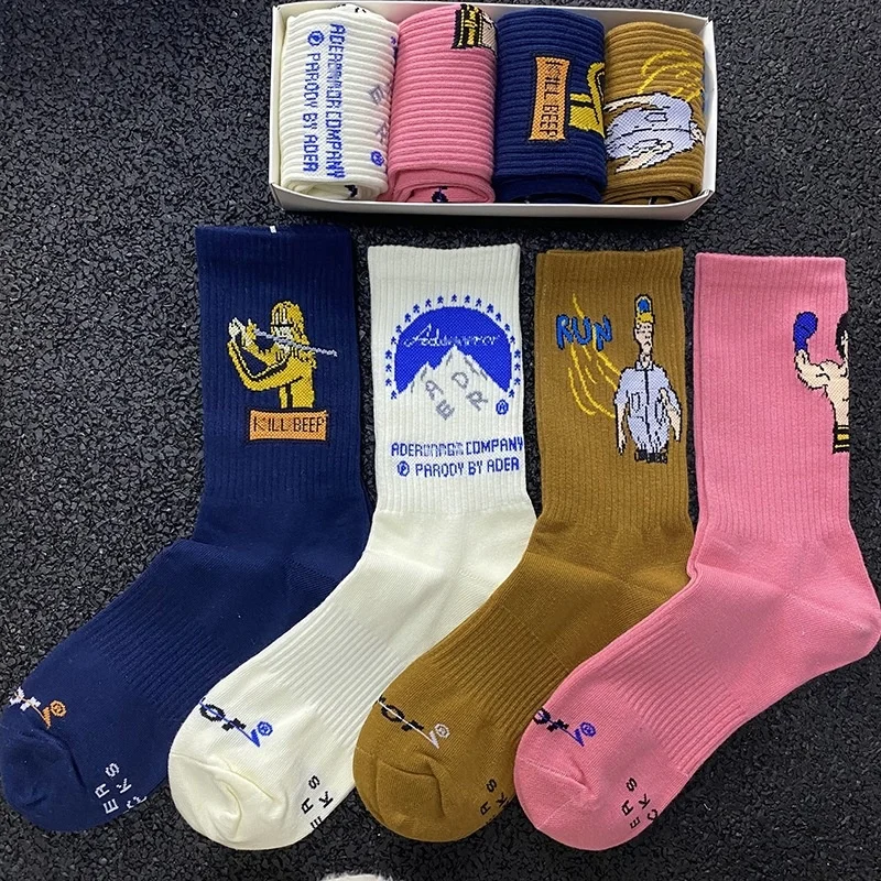 

Носки Ader, новый мультяшный дизайн, корейские спортивные носки Hercules для Снежной Горы, уличные трендовые носки для мужчин и женщин