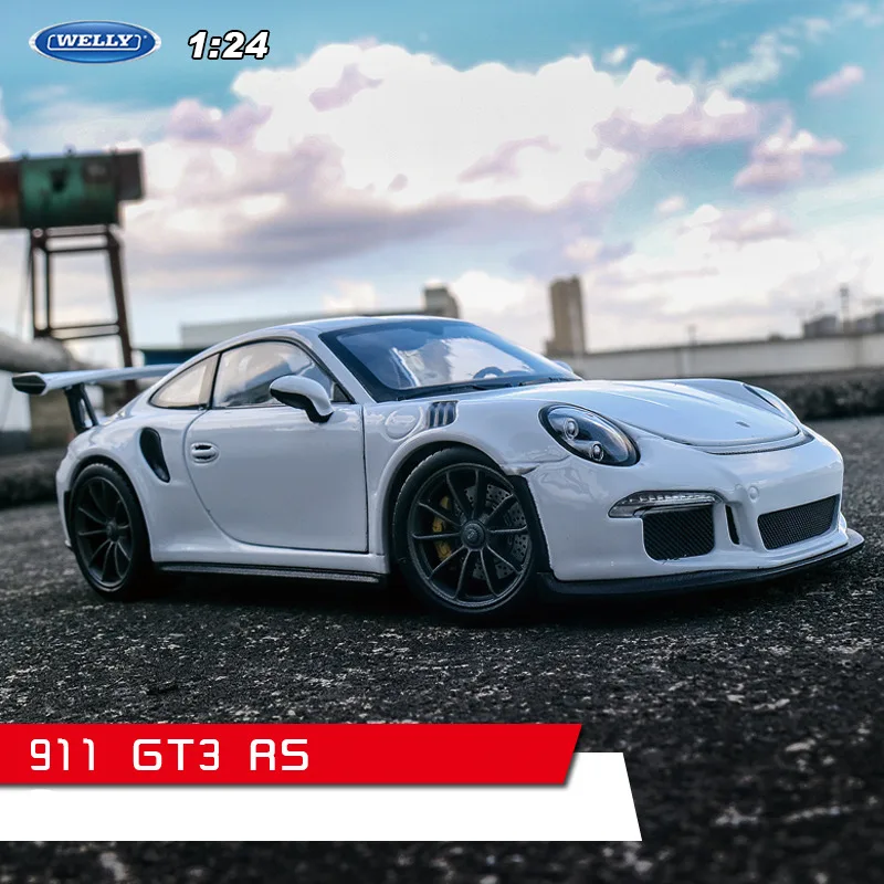 911 GT3 RS Welly 1:24 Porsche 911 Turbo 3,0 модель автомобиля из сплава Модель автомобиля украшение автомобиля коллекция Подарочная игрушка Литье под давлением модель игрушка для мальчиков - Цвет: 911 GT3 RS