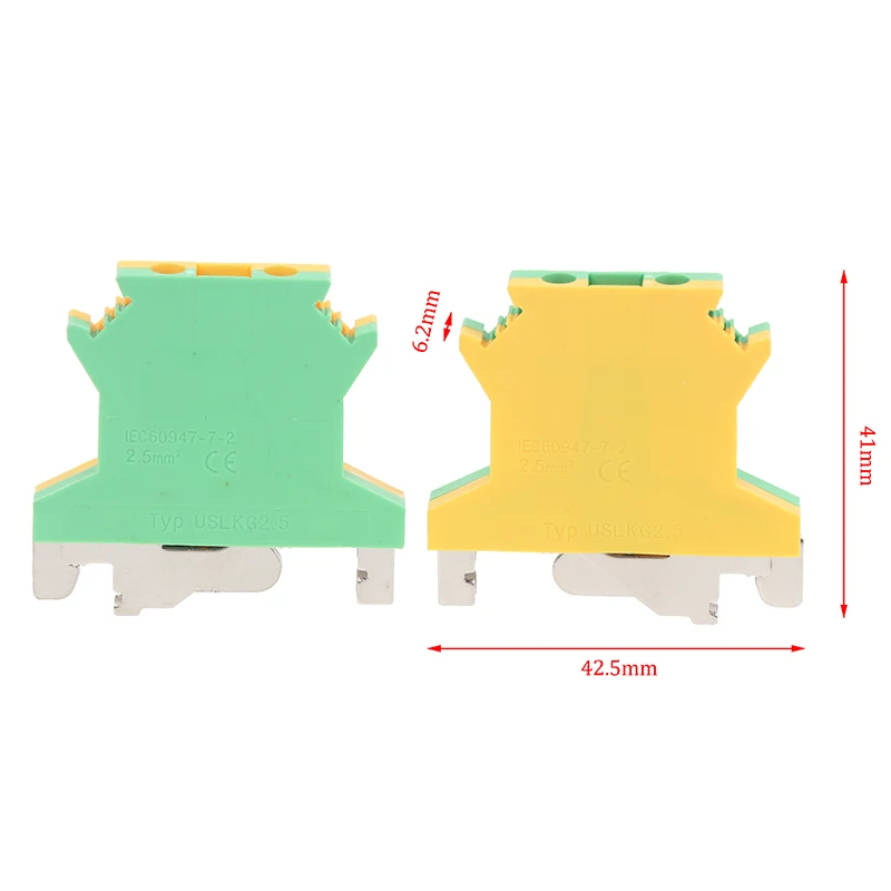 

USLKG-2.5N Din Rail Terminal Blocks Ground Universal Connector Screw Terminal USLKG2.5 10Pcs/lot