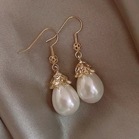 korean wind girl earrings high light drop pearl long tassel simple earrings drop earrings female fashion jewelry accessories