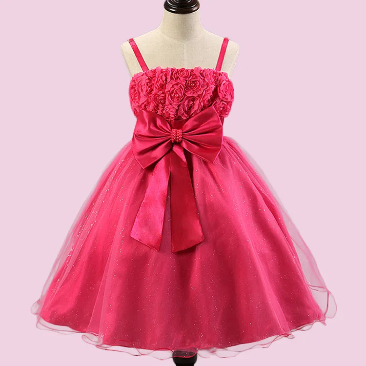 

Girls Fashion Dress Wedding Flower Girl Dress Flower Strap Dress Children's Dress Princess Tutu Dress
