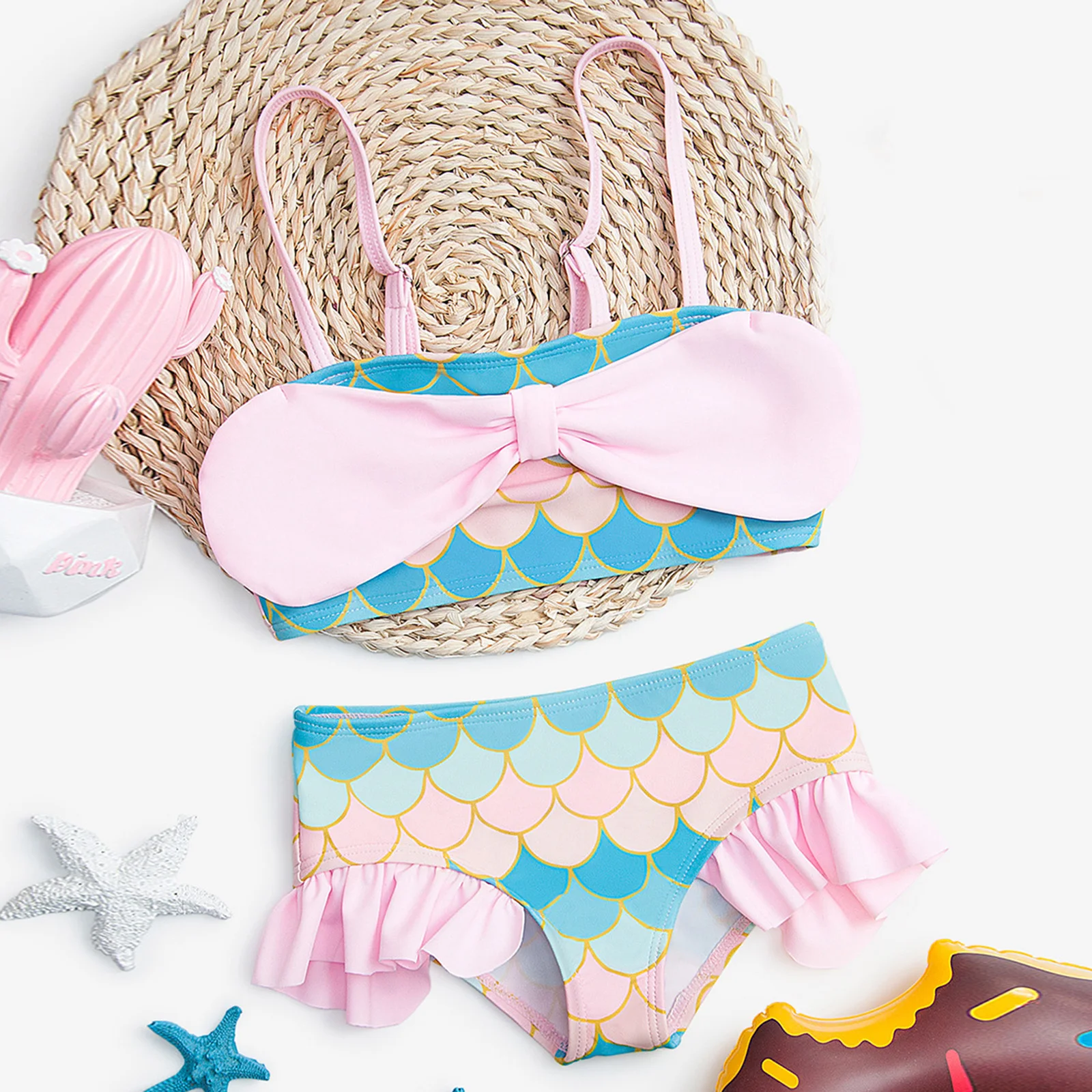 Купальник для девочек из 2 предметов модные костюмы двух с регулируемыми