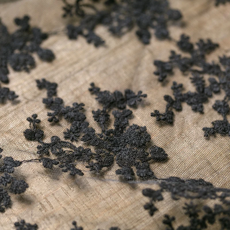 Сетчатая Ткань Черная кружевная ткань с вышивкой свадебное платье занавеска