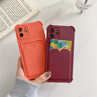 card slot phone case for iphone 12 11 pro max se 2020 xs x xr 7 8 plus wallet four corners drop resistance soft tpu back cover